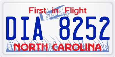 NC license plate DIA8252