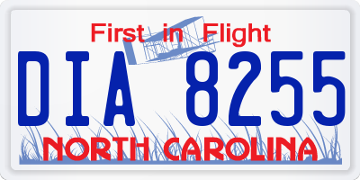 NC license plate DIA8255