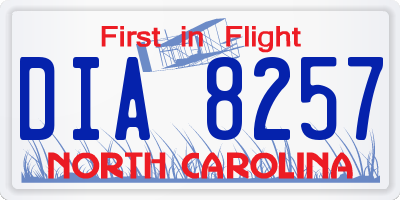 NC license plate DIA8257