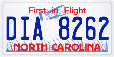 NC license plate DIA8262