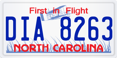 NC license plate DIA8263
