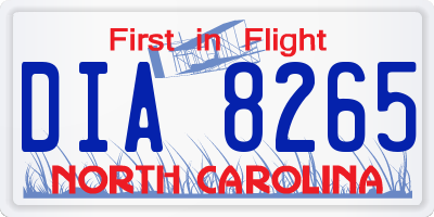 NC license plate DIA8265