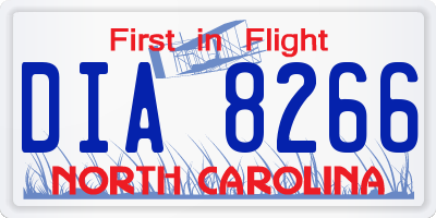 NC license plate DIA8266