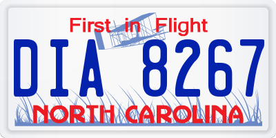 NC license plate DIA8267