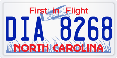 NC license plate DIA8268