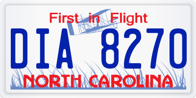 NC license plate DIA8270