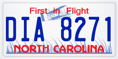 NC license plate DIA8271