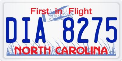 NC license plate DIA8275