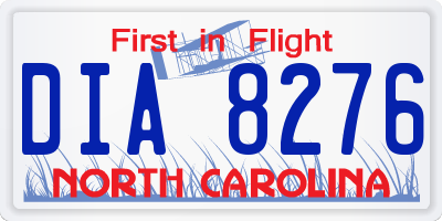 NC license plate DIA8276