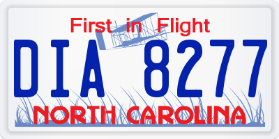 NC license plate DIA8277