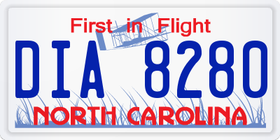 NC license plate DIA8280