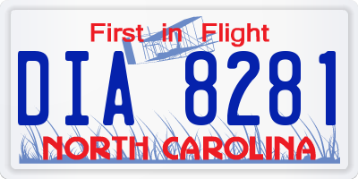 NC license plate DIA8281
