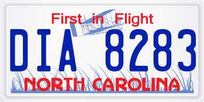 NC license plate DIA8283