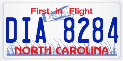 NC license plate DIA8284