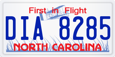 NC license plate DIA8285