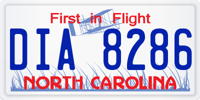 NC license plate DIA8286