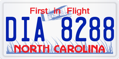NC license plate DIA8288