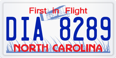 NC license plate DIA8289