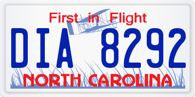 NC license plate DIA8292