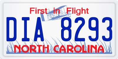NC license plate DIA8293