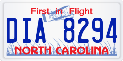 NC license plate DIA8294