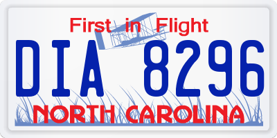 NC license plate DIA8296
