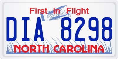 NC license plate DIA8298