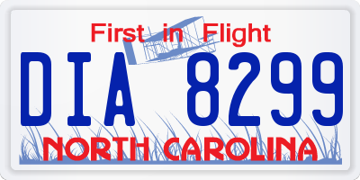 NC license plate DIA8299