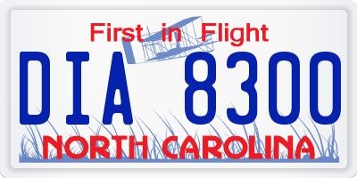 NC license plate DIA8300