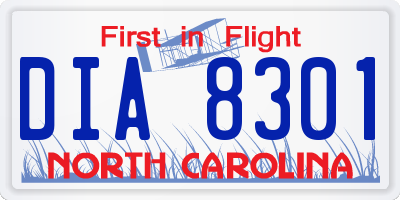 NC license plate DIA8301