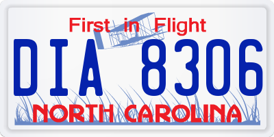 NC license plate DIA8306
