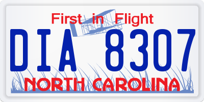 NC license plate DIA8307