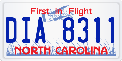 NC license plate DIA8311