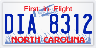 NC license plate DIA8312