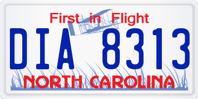 NC license plate DIA8313