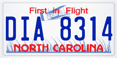 NC license plate DIA8314