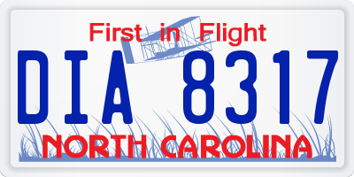 NC license plate DIA8317