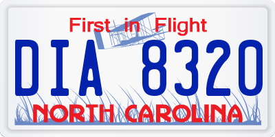 NC license plate DIA8320