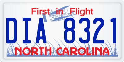 NC license plate DIA8321