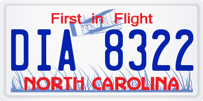NC license plate DIA8322