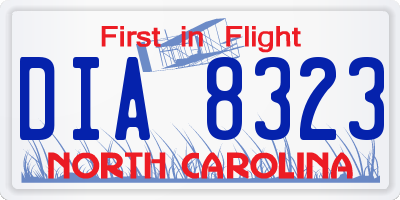 NC license plate DIA8323