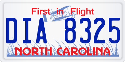 NC license plate DIA8325