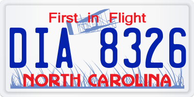 NC license plate DIA8326