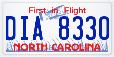 NC license plate DIA8330