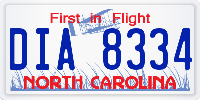 NC license plate DIA8334
