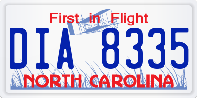NC license plate DIA8335