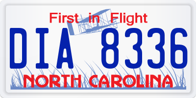 NC license plate DIA8336