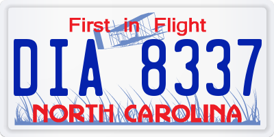 NC license plate DIA8337