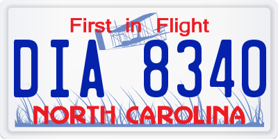 NC license plate DIA8340