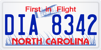 NC license plate DIA8342